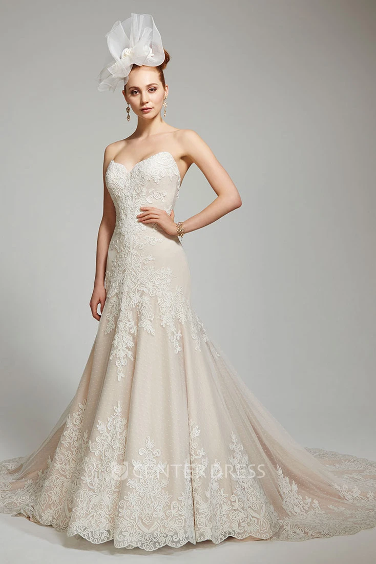 Mermaid Sweetheart Lace Wedding Dress With Backless Design