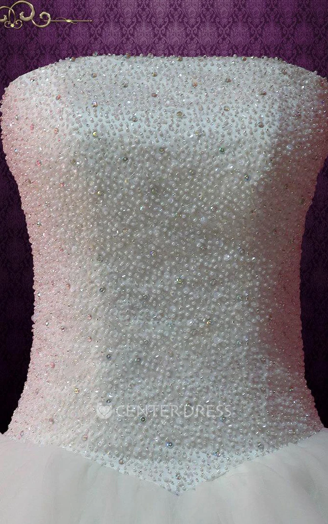 Ball Gown Tulle Satin Dress With Beading