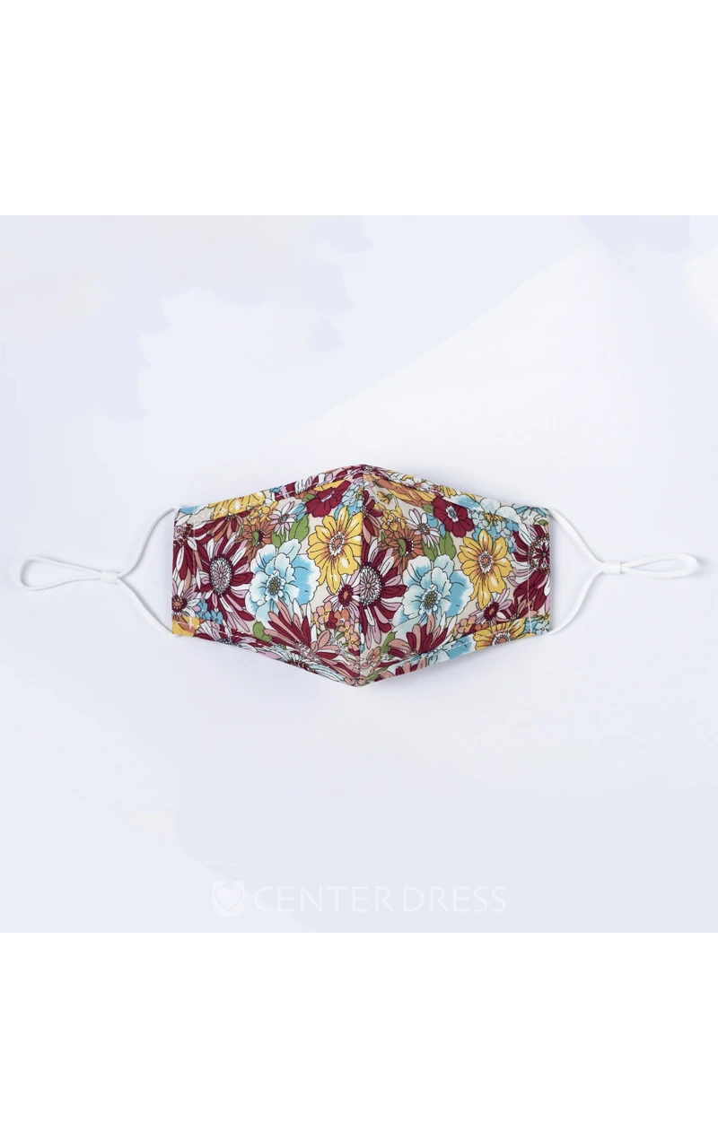Non-medicial Floral Printed Cotton Washable Face Mask In 4 Colors