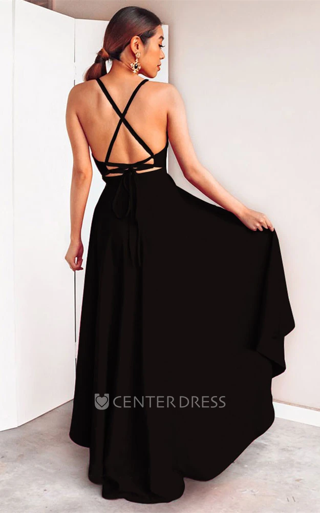 Ethereal A Line High-Low Chiffon Evening Dress with Ruching