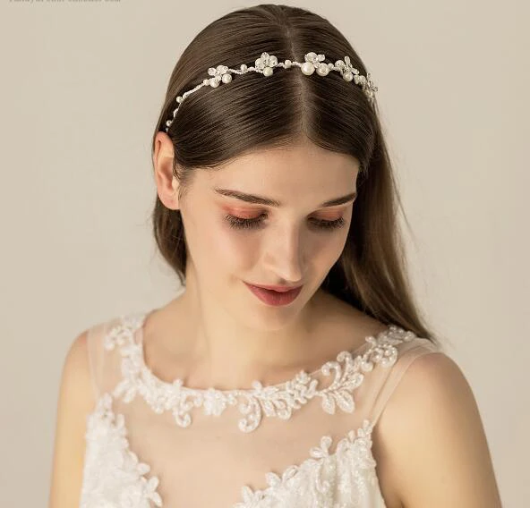 Elegant Vintage Silver Rhinestone Pearl Headbands