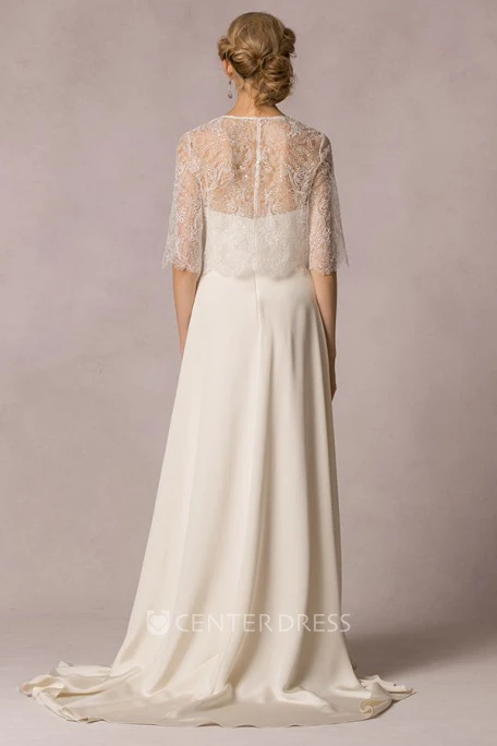 Sheath Strapless Long Sleeveless Satin Winter Wedding Dress