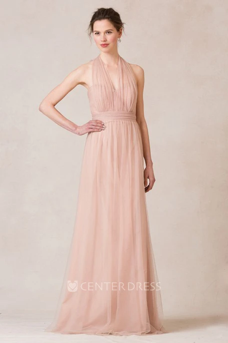 Sleeveless Criss-Cross Sweetheart Tulle Bridesmaid Dress With Straps