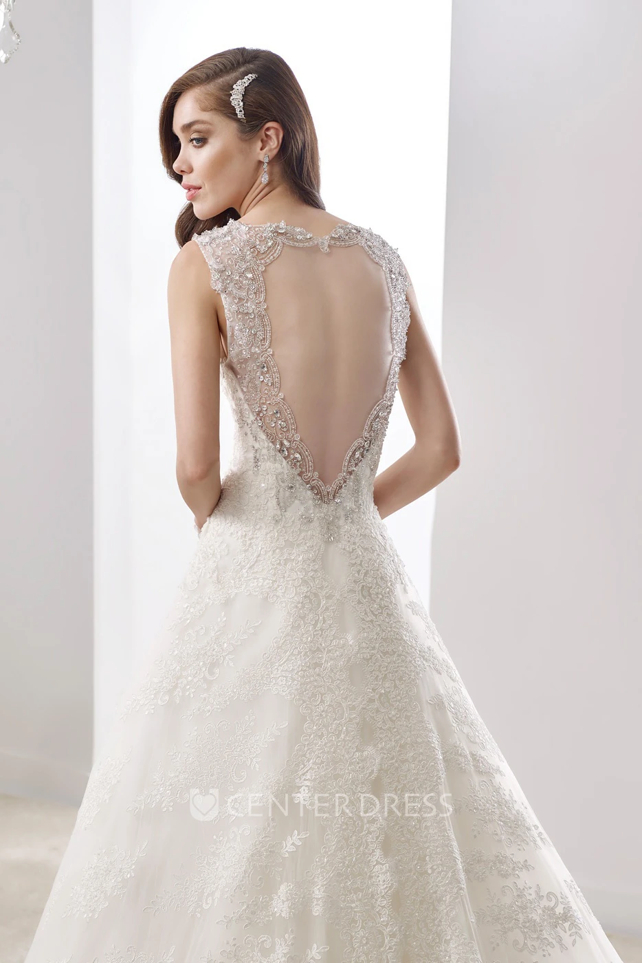 Sweetheart A-line Wedding Gown with Keyhole And Illusive Lace Straps