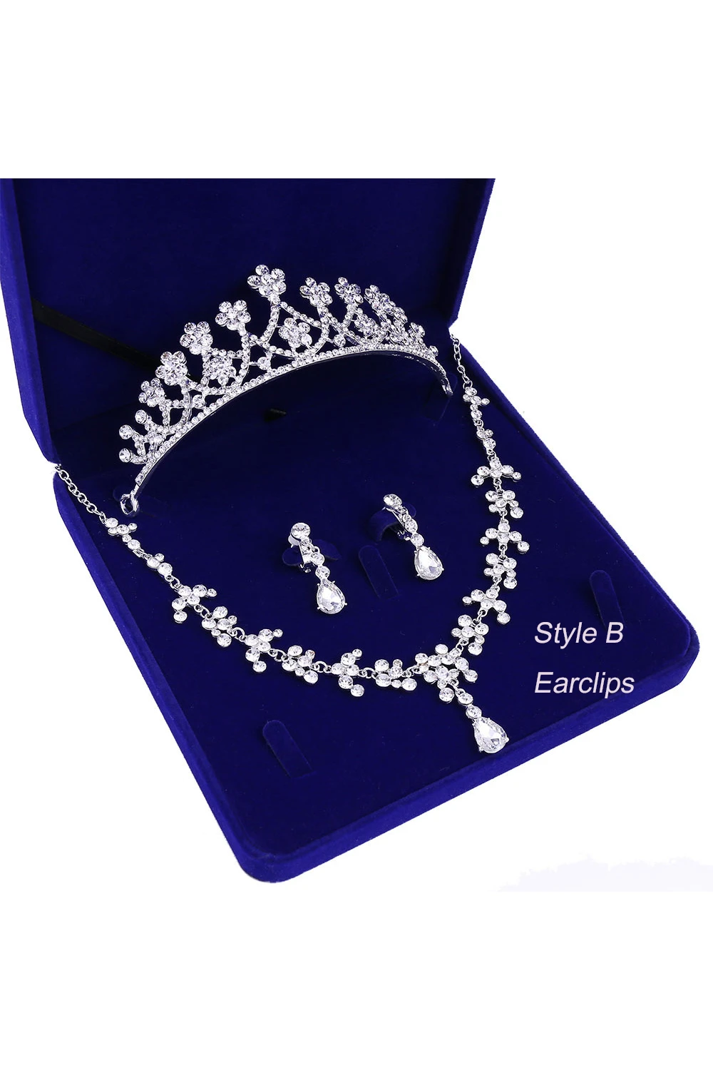 Bridal Accessory-Crown Necklace Earrings/Earclips Set