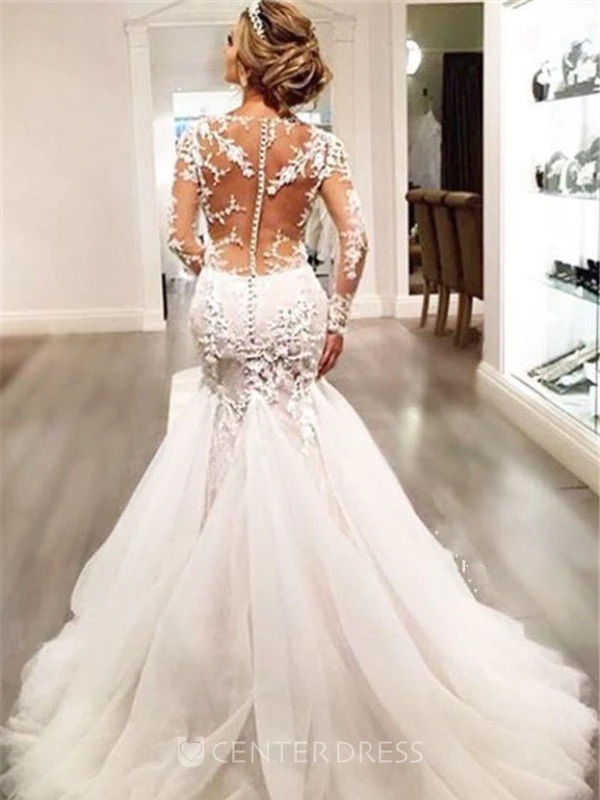 Mermaid Trumpet Off-the-shoulder Lace Button Lace-up Corset Back Wedding  Gown - UCenter Dress