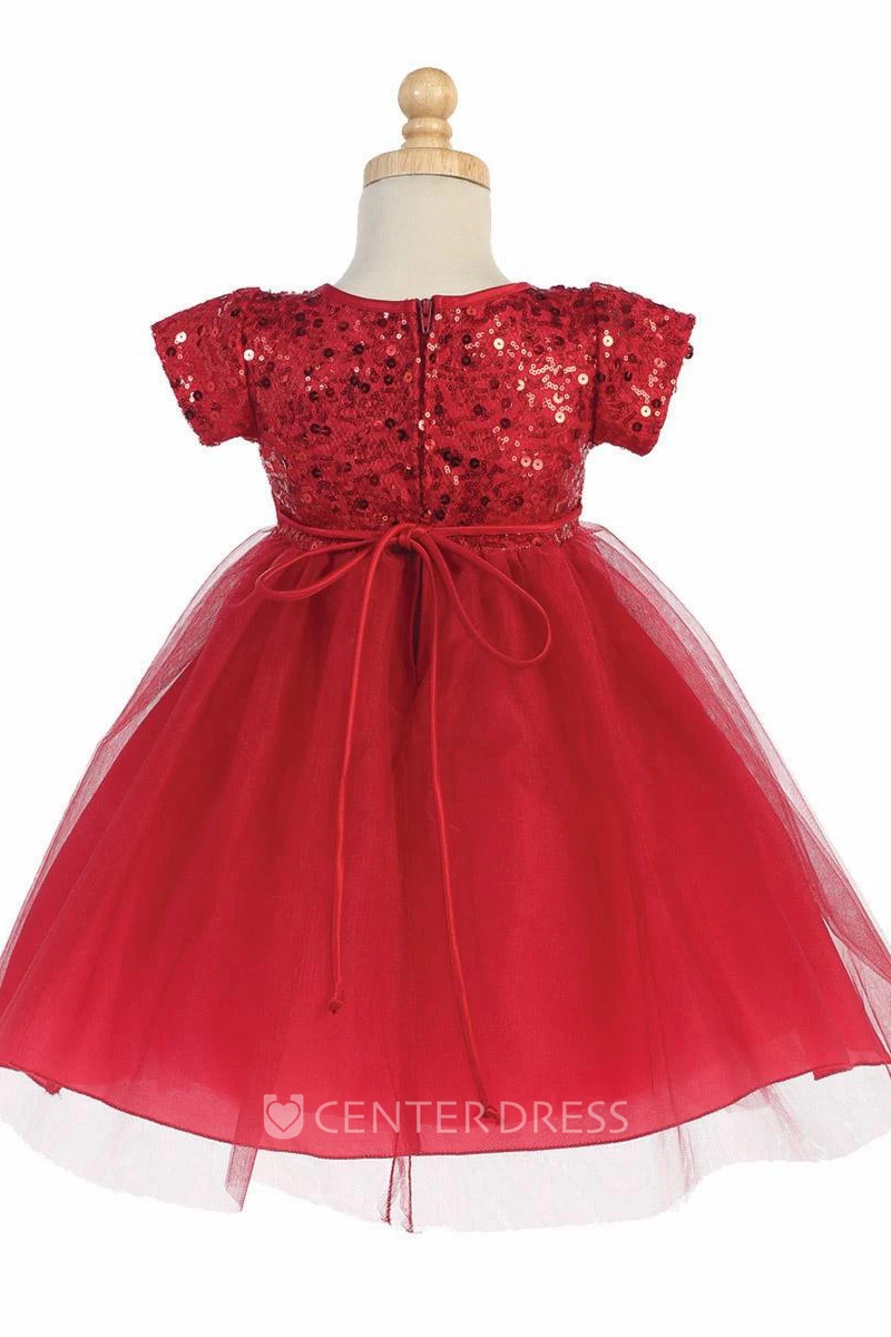 Mini Tulle&Sequins Flower Girl Dress