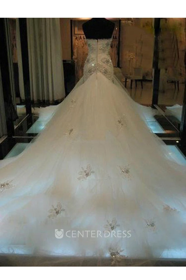 Mermaid Trumpet Sweetheart Tulle Zipper Wedding Gown