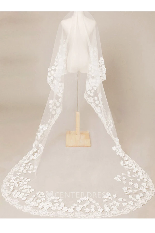 Romantic Flower 3 Meters Long Wedding Veil