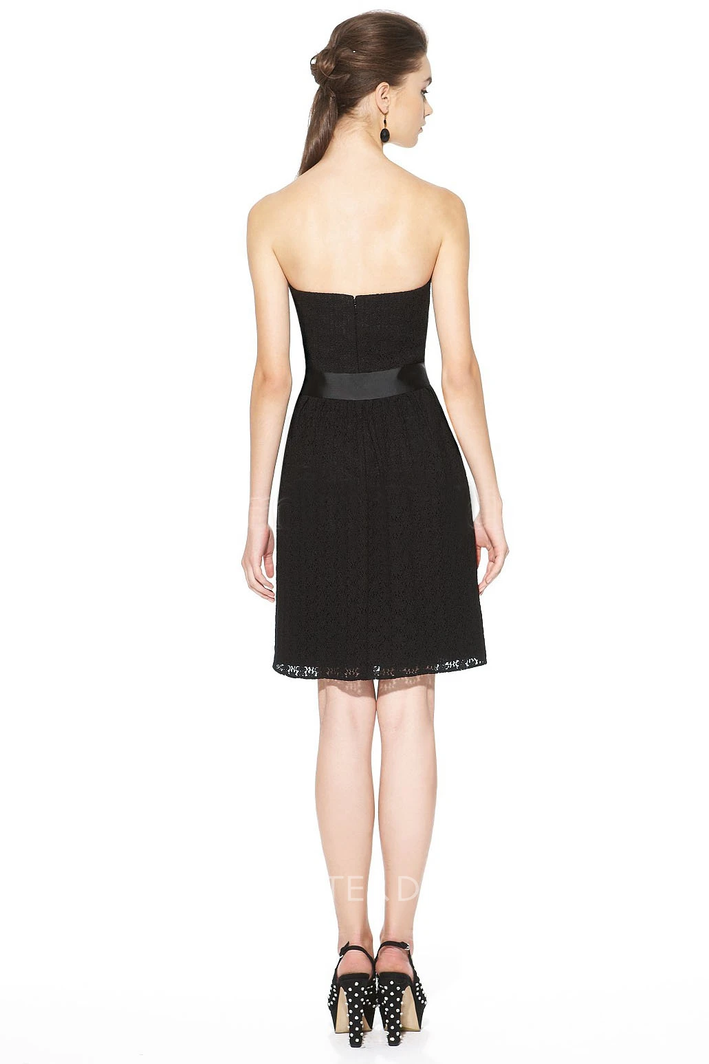 Sweetheart A-Line Knee-Length Lace Bridesmaid Dress With Bow Tie