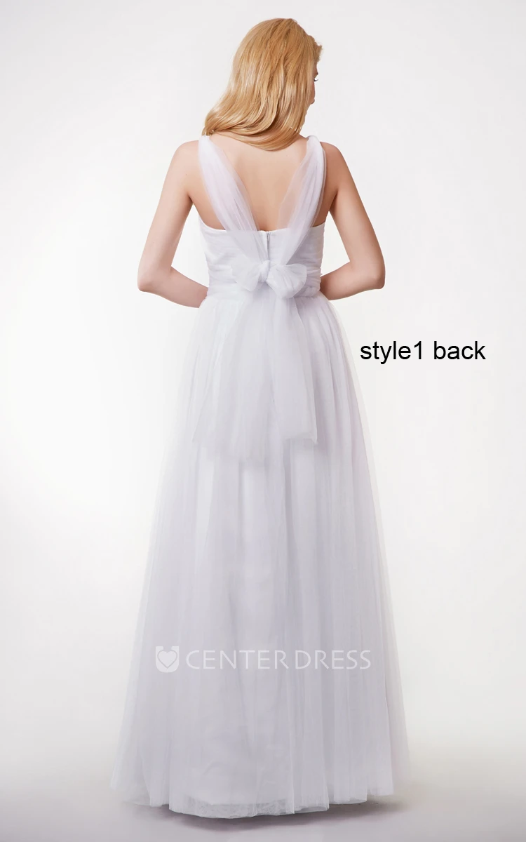Stunning Sweetheart Long Convertible Tulle Dress With Pleats