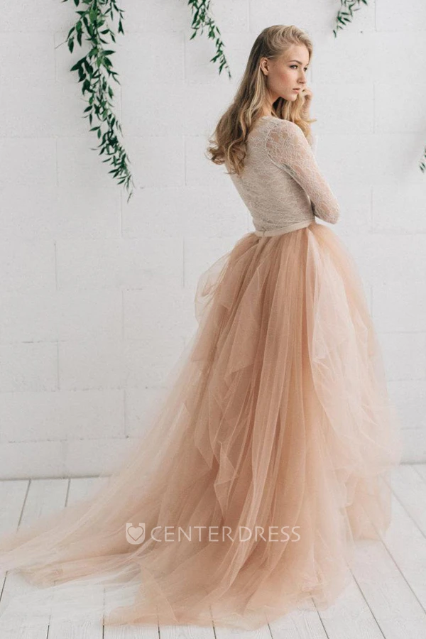 Tulle Satin Tiers Zipper Winter Wedding Dress