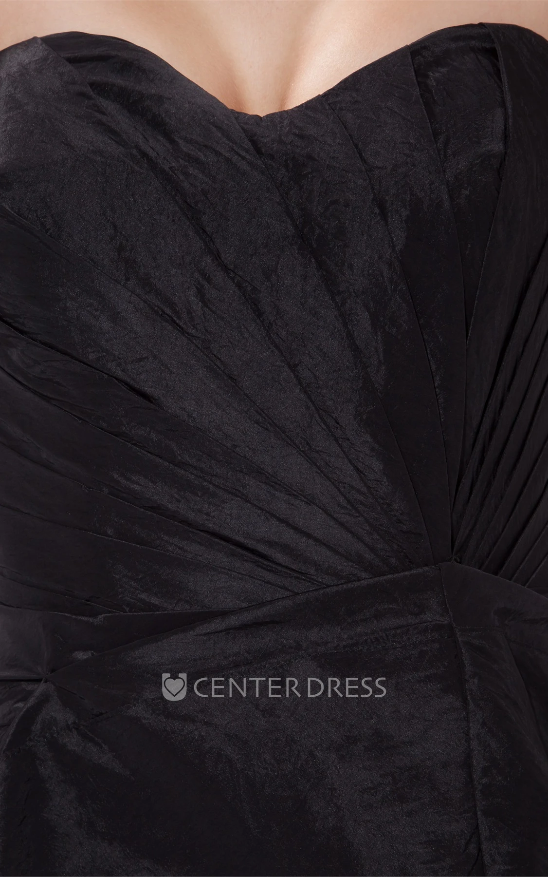 Asymmetrical Ruched Sweetheart Taffeta Dress with Pick Up and Front Slit