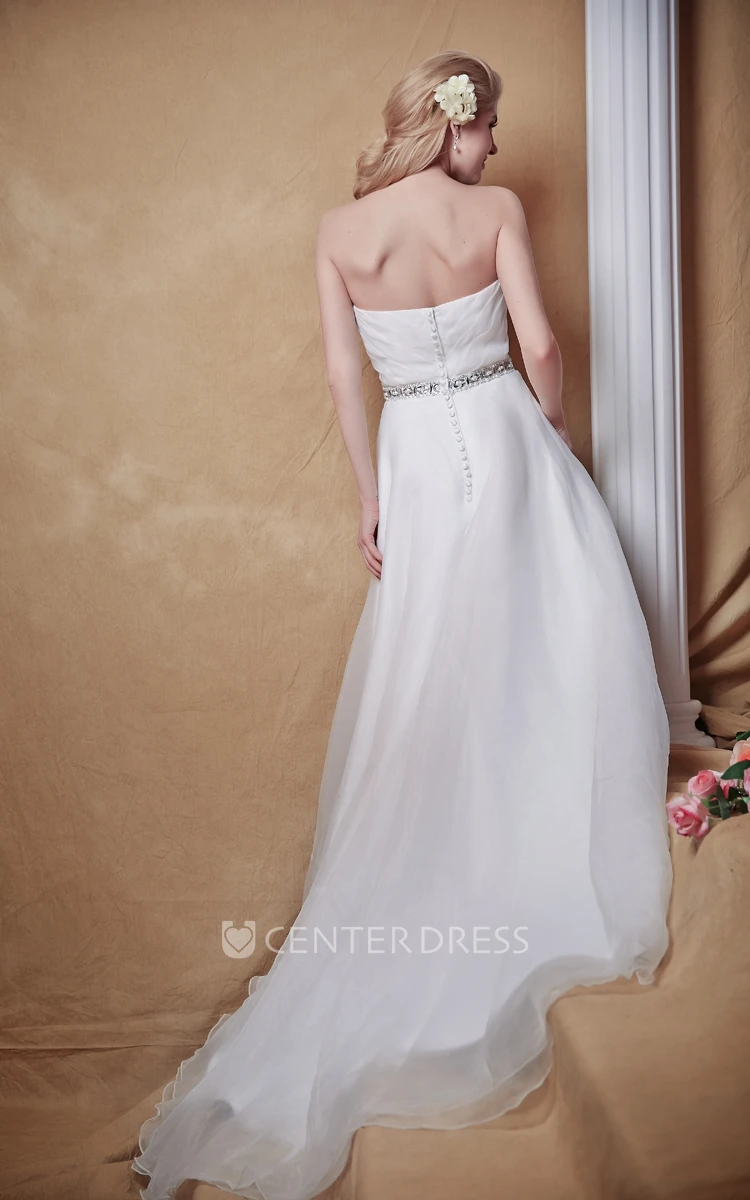 Sweetheart High Low Organza Wedding Dress with Beaded Waist