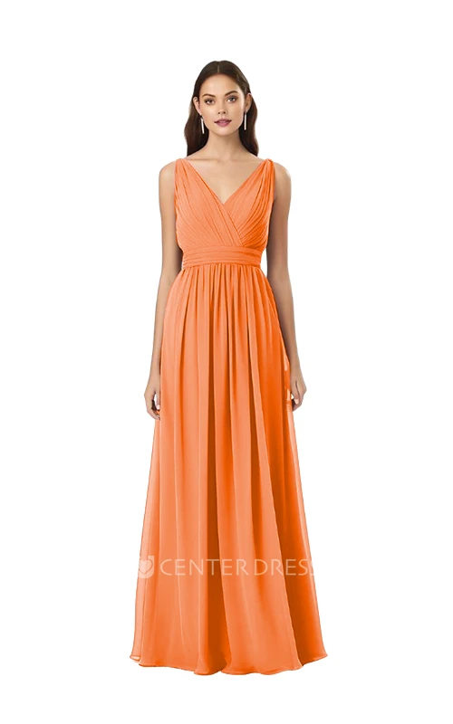 V-Neck Chiffon A-Line Bridesmaid Dress Romantic & Classy