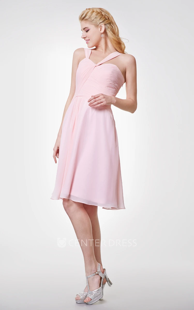 Cute Knee Length Chiffon Dress With Squared Back