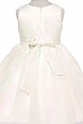 Tea-Length Beaded Cap-Sleeve Organza&Satin Flower Girl Dress With Cape