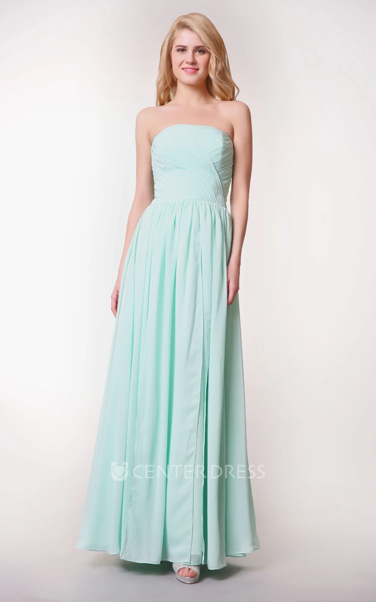Convertible Sleeveless Pleated Long Chiffon Dress With Ruching