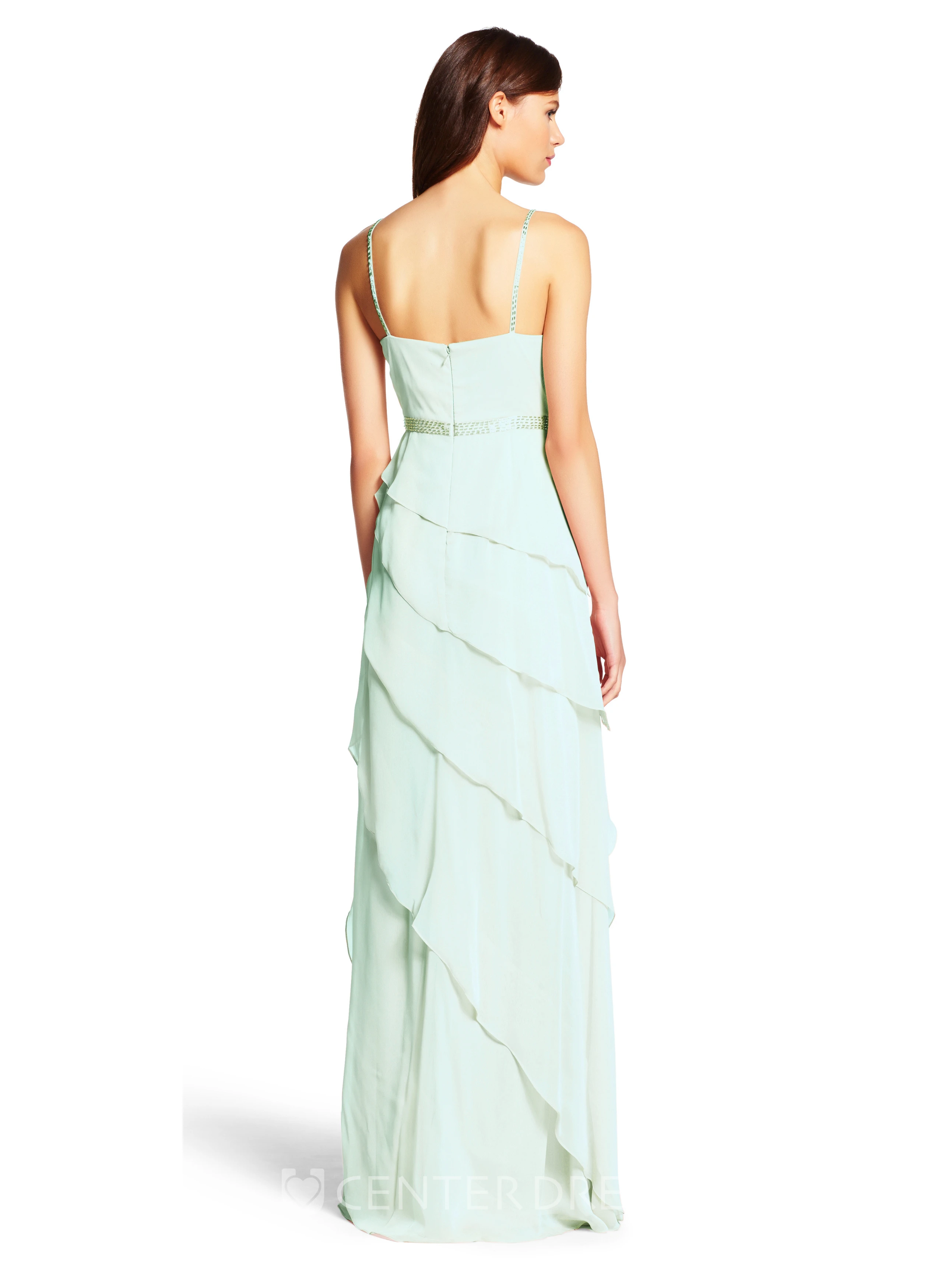 A-Line Criss-Cross Sleeveless Spaghetti Chiffon Bridesmaid Dress With Draping