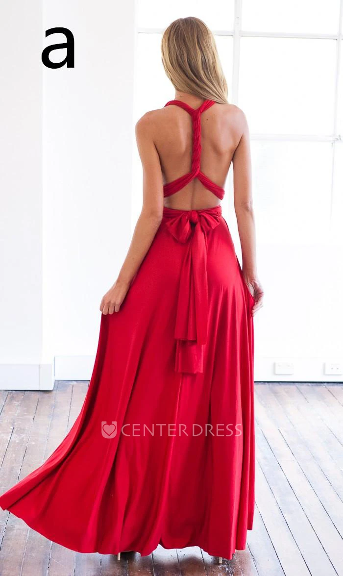 Sexy A-line Sleeveless Red Detached Prom Dress Floor-length