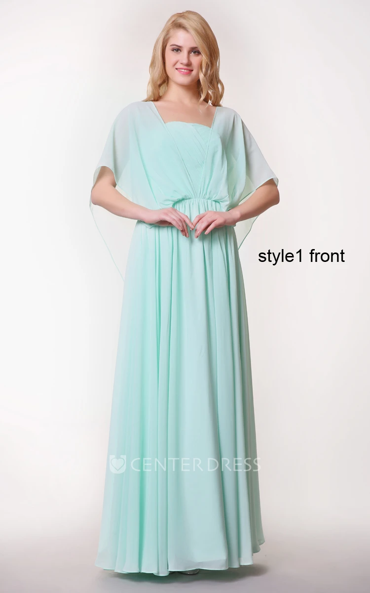Convertible Sleeveless Pleated Long Chiffon Dress With Ruching
