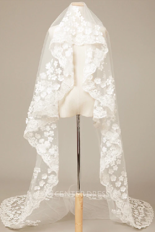 Romantic Flower 3 Meters Long Wedding Veil