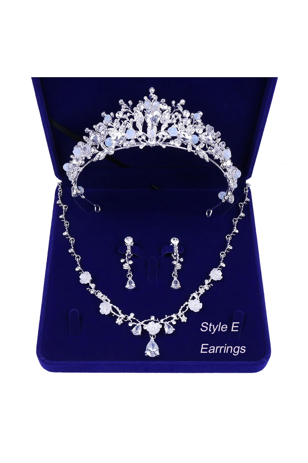 Bridal Accessory-Crown Necklace Earrings/Earclips Set