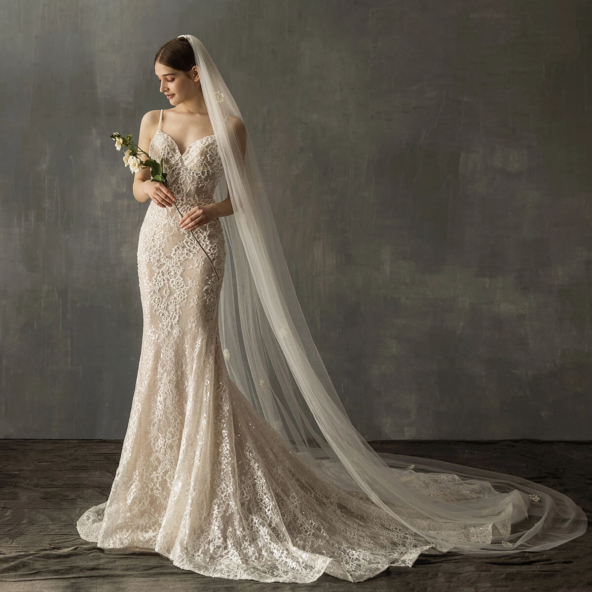Fairy Cathedral Tulle Veil with Flowers
