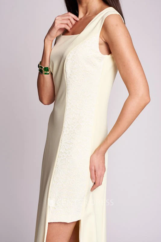 Casual A Line Jersey Floor-length Sleeveless Evening Dress with Split Front