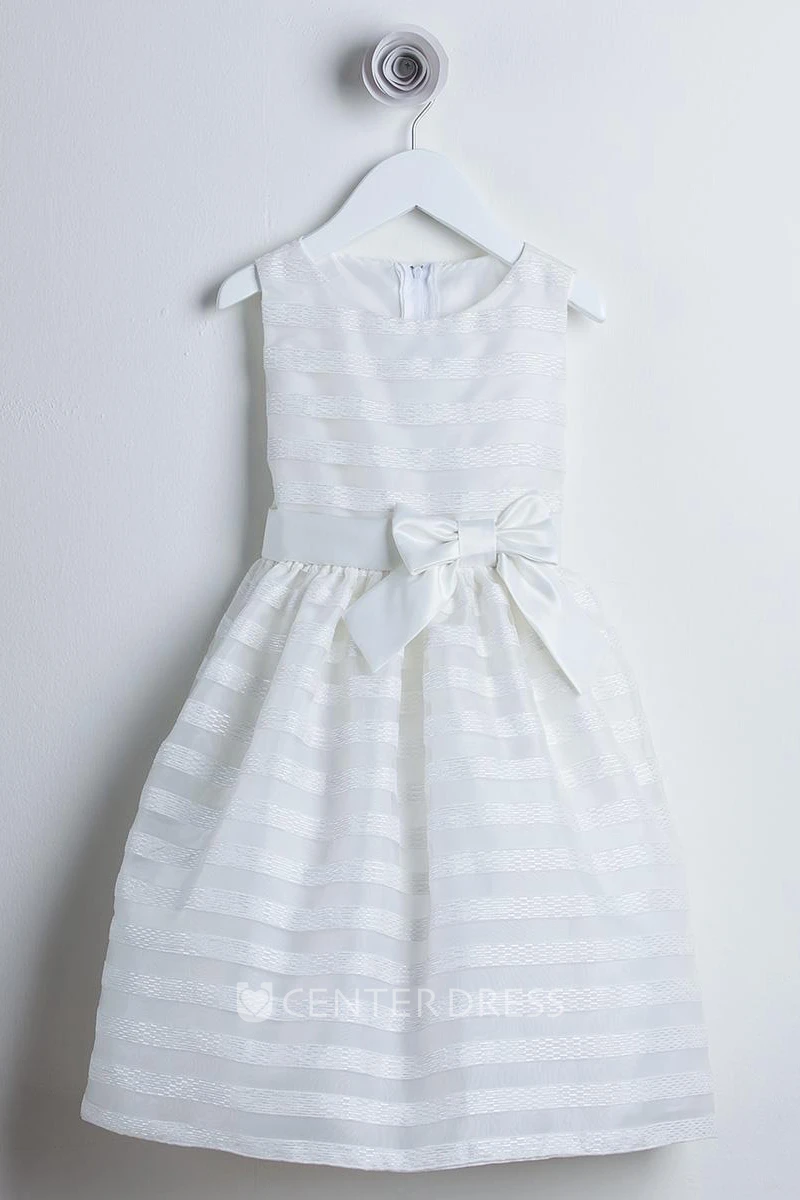 Floral Floral Bowed Organza&Satin Flower Girl Dress With Sash