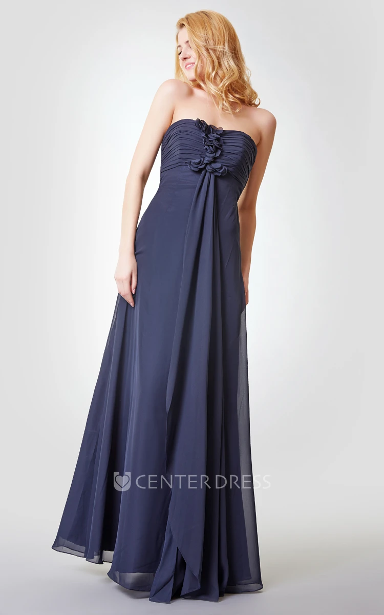 Backless Ruched A-line Long Chiffon Dress With Draping