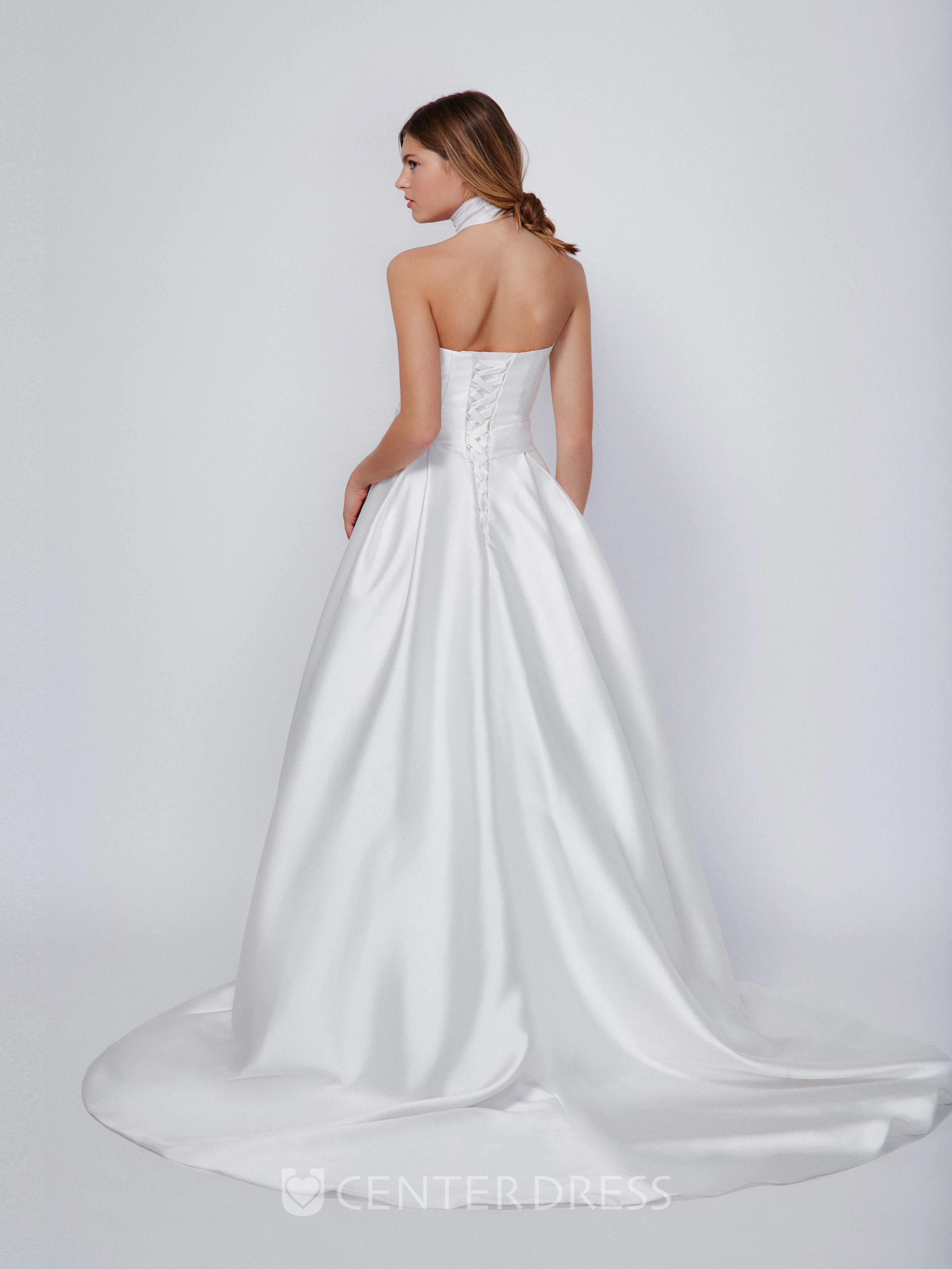 A-Line Floor-Length Strapless Sleeveless Satin Wedding Dress