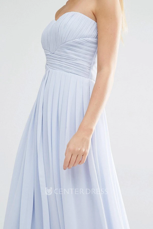Sheath Sweetheart Pleated Chiffon Bridesmaid Dress With Ruching And Zipper