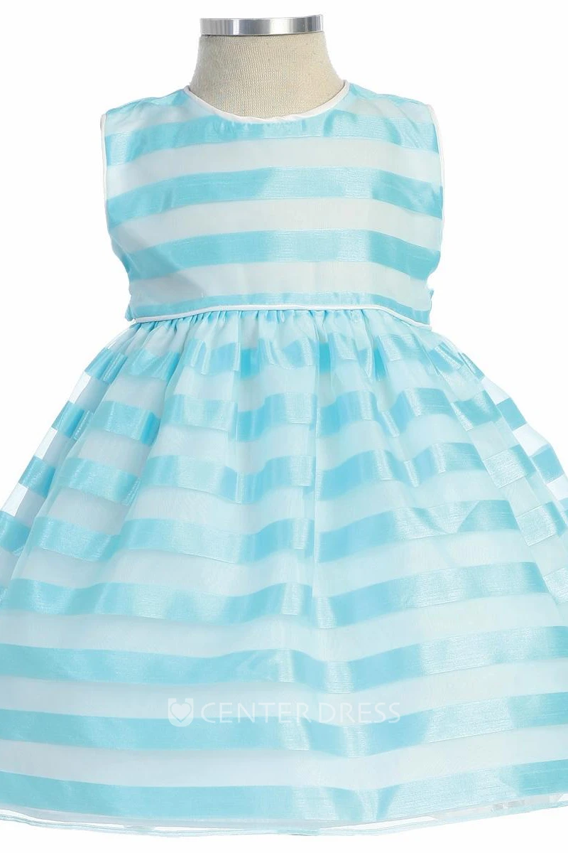 Tea-Length Sleeveless Pleated Organza Flower Girl Dress