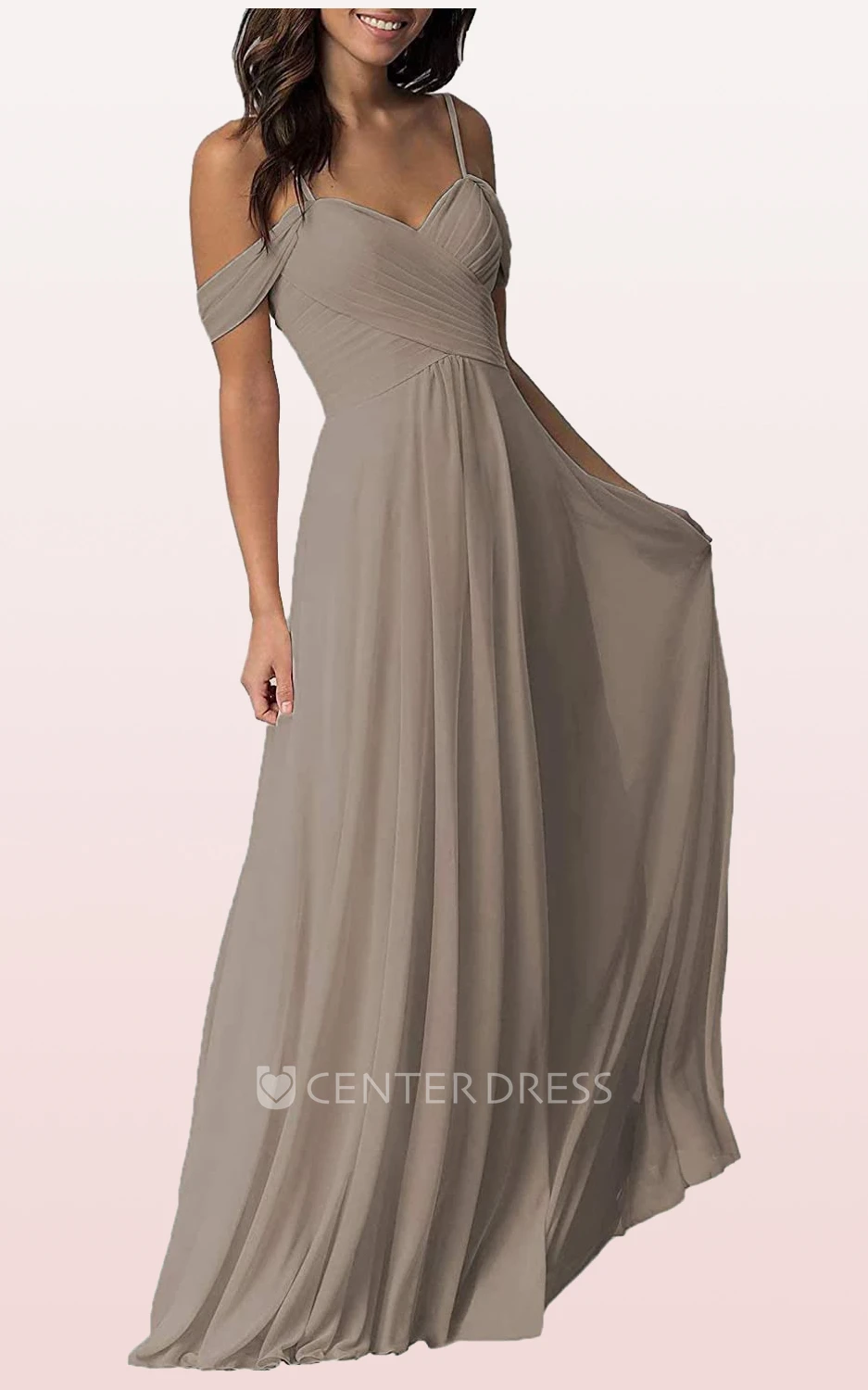 Chiffon Floor-length Off-the-shoulder A Line Sleeveless Bridesmaid Dress With Criss Cross