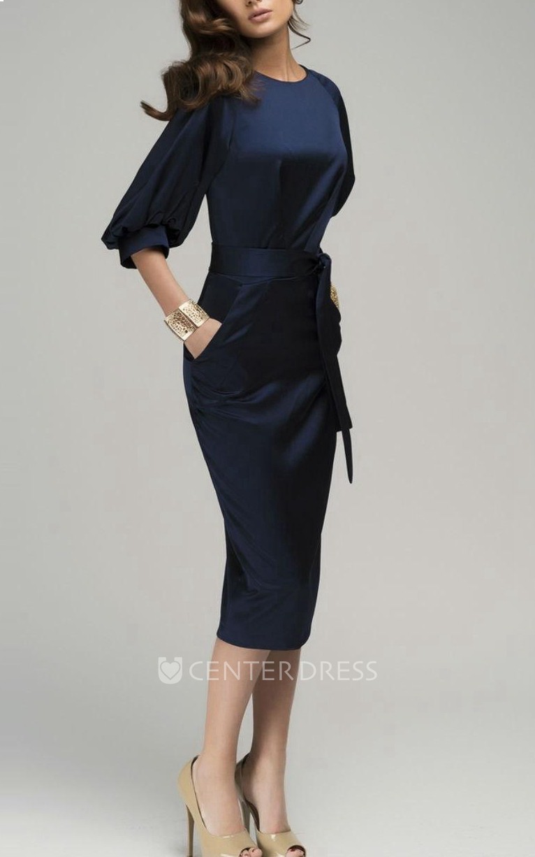 Navy Casual online Pencil Dress with Belt