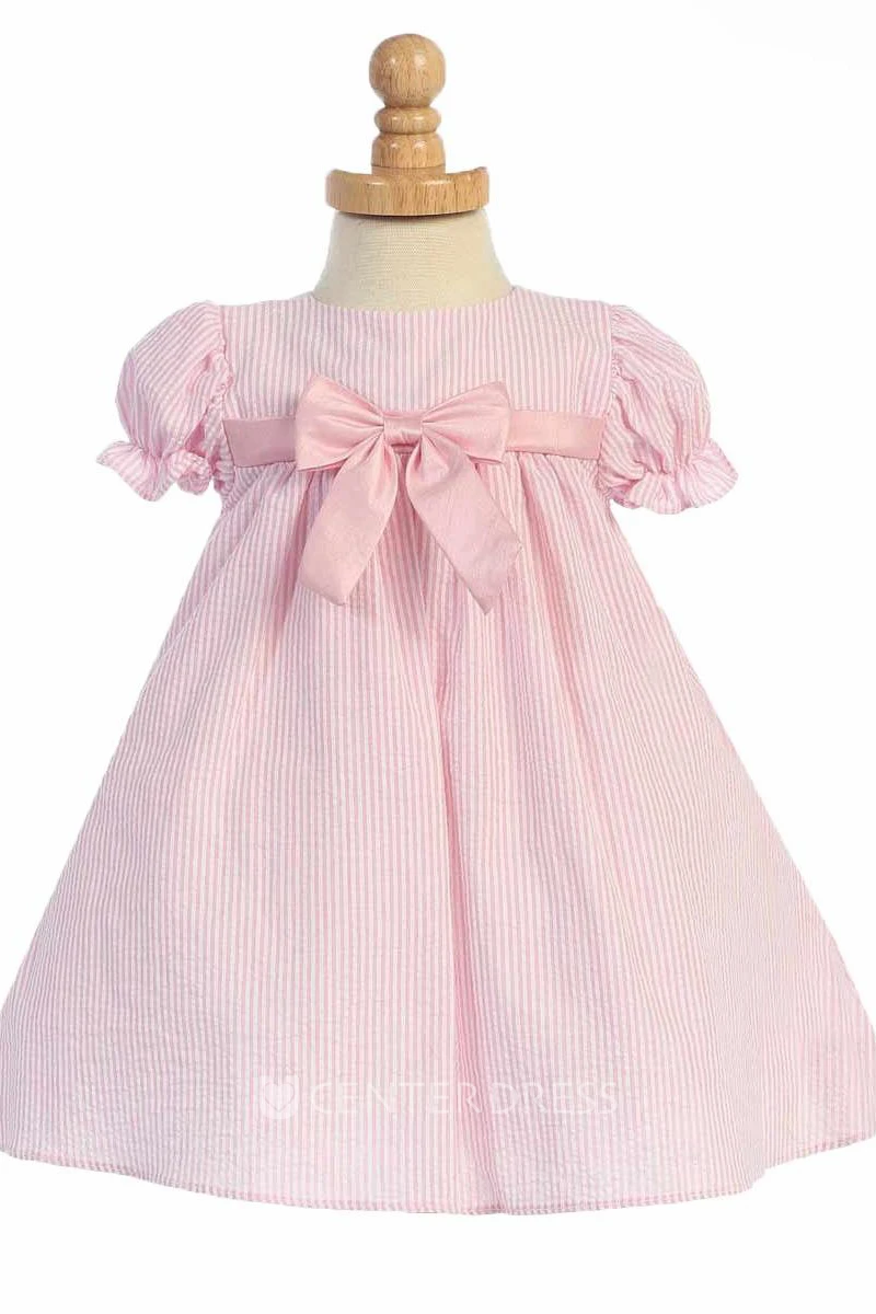 Tea-Length Cap-Sleeve Tiered Flower Girl Dress With Split