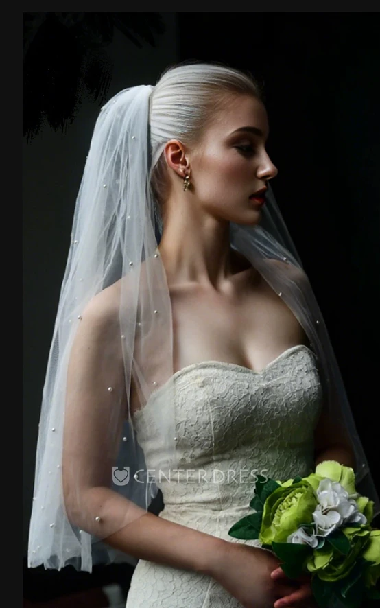Elegant Pearl One-tier 3m x 1.6m Tulle Chapel-Style Wedding Veil with Hair Comb