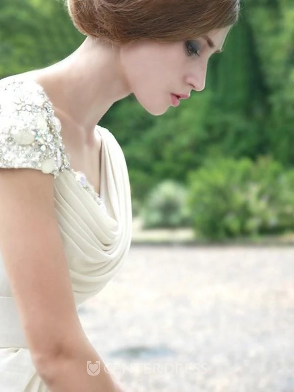New A-line Floor-length Scoop Ruffles Sleeveless Chiffon Dress