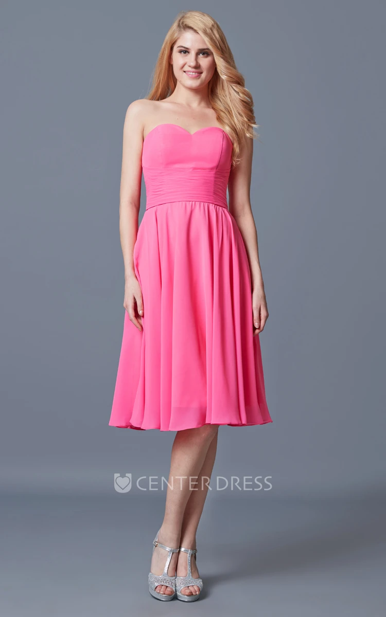 Vibrant Sleeveless Pleated Knee-length Chiffon Dress With Backless