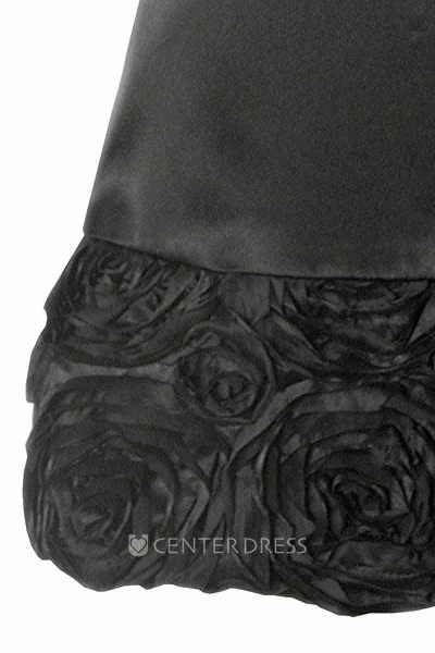 Cape Midi Floral Lace&Charmeuse Flower Girl Dress With Embroidery
