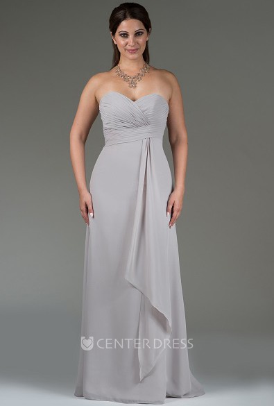 Criss Cross Sweetheart Bodice Chiffon Bridesmaid Dress Floor Length UCenter Dress