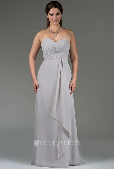 Criss Cross Sweetheart Bodice Chiffon Bridesmaid Dress Floor Length
