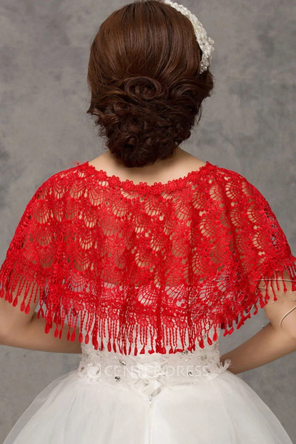 New High-end Lace Red Word Collar Shoulder Cape Shawl