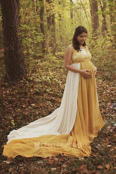 A-Line Court Train Sleeveless Empire Maternity Dress