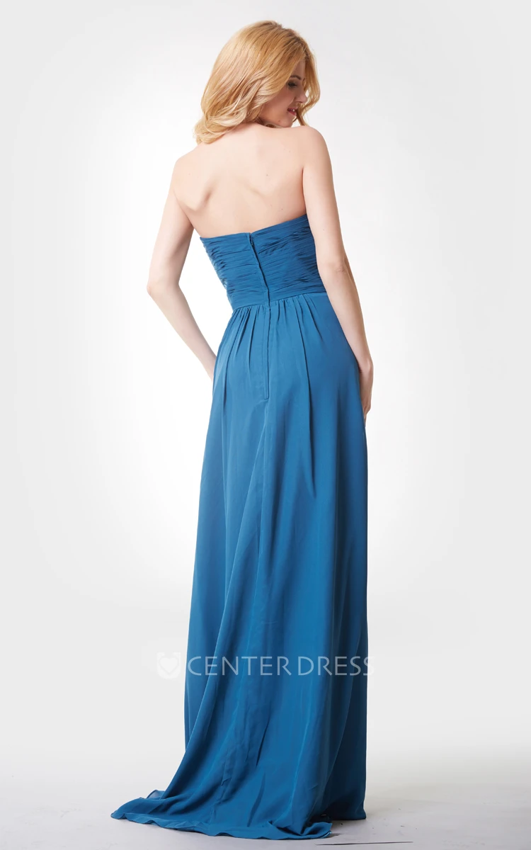 Sweetheart Backless High-low Chiffon Dress With Ruching