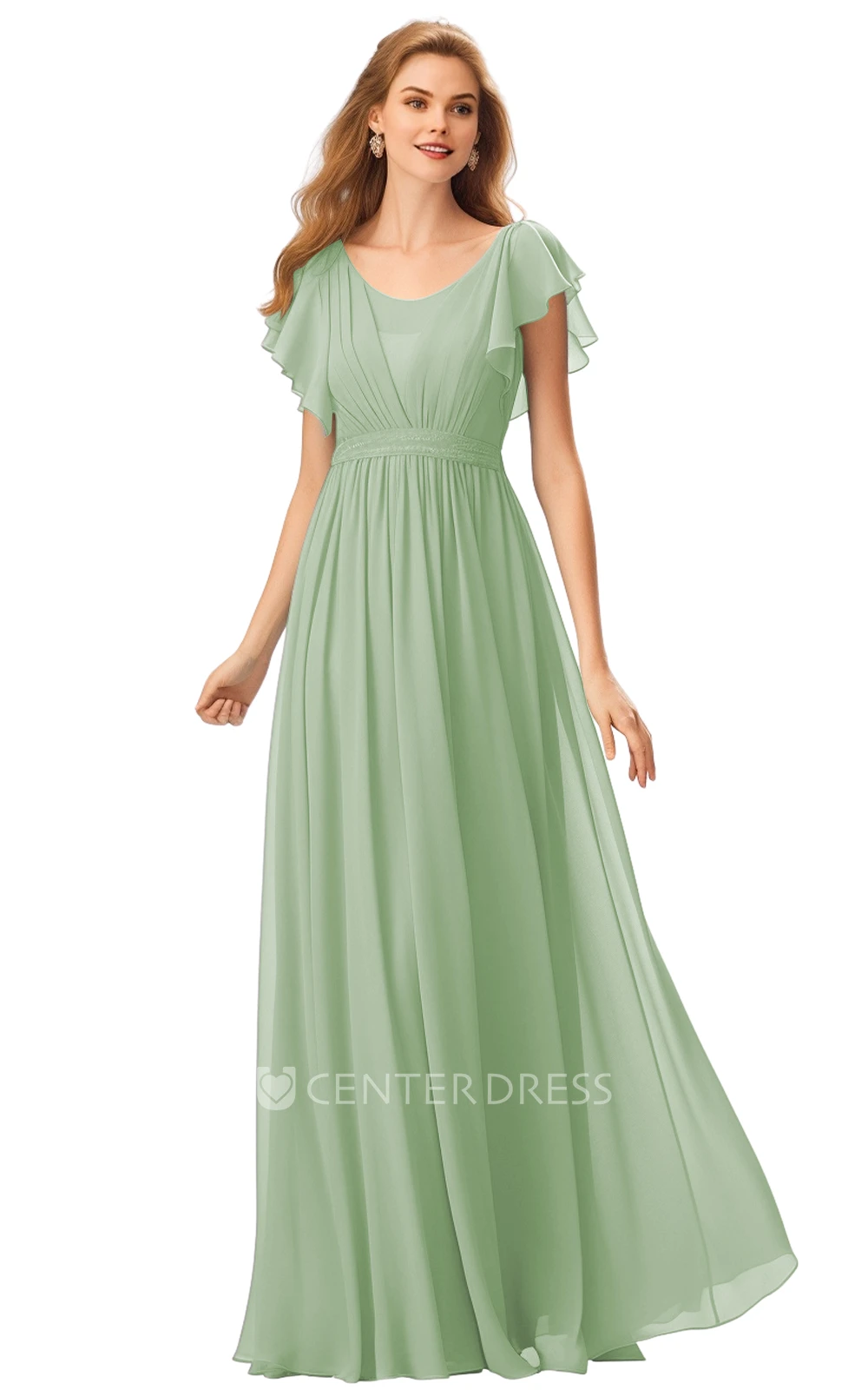 Casual Bateau Neck A-Line Chiffon Bridesmaid Dress 2025 & Women