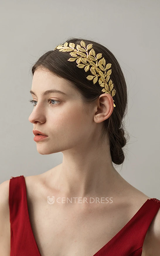 Golden Handmade Floral Bridal Headband