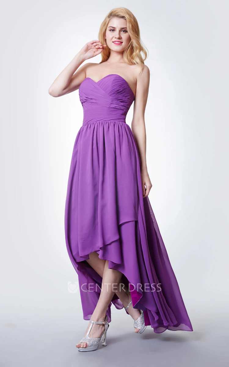 Sweetheart High Low Chiffon Bridesmaid Dress