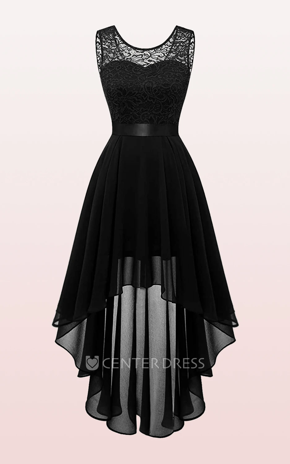 Chiffon High-Low Bateau A Line Sleeveless Bridesmaid Dress With Sash/Ribbon